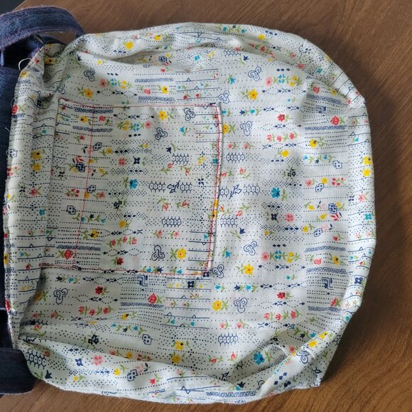 Vintage 1970’s Handmade Reversible Denim Handbag Purse. Embroidered, Quilted Bag - Picture 9 of 11